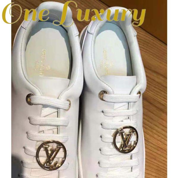 Replica Louis Vuitton LV Women Frontrow Sneaker Gold-Tone LV Circle in White Calf Leather and Rubber 9