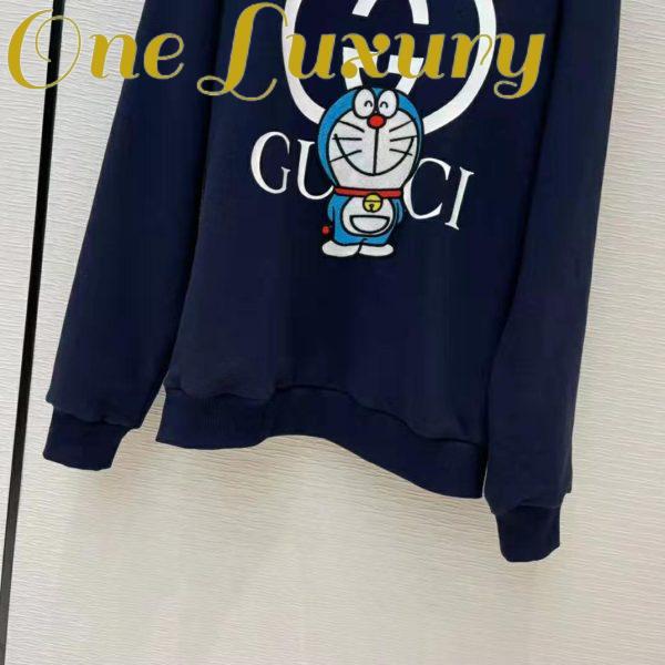 Replica Gucci Men Doraemon x Gucci Cotton Sweatshirt Crewneck Oversized Fit-Navy 8