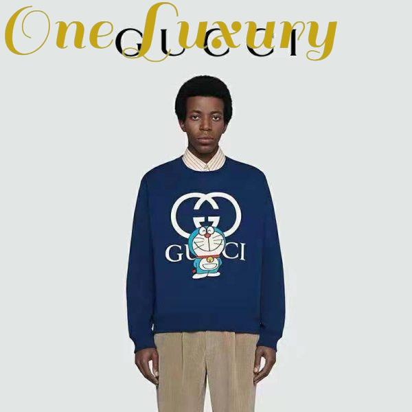 Replica Gucci Men Doraemon x Gucci Cotton Sweatshirt Crewneck Oversized Fit-Navy 12