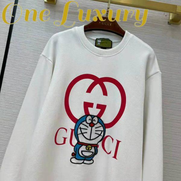 Replica Gucci Men Doraemon x Gucci Cotton Sweatshirt Crewneck Oversized Fit-White 5