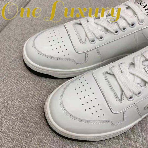 Replica Prada Men Downtown Perforated Leather Sneakers-White 10