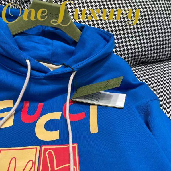 Replica Gucci Men GG Cotton Jersey Sweatshirt Turquoise Felted Cotton Jersey Long Sleeves 8