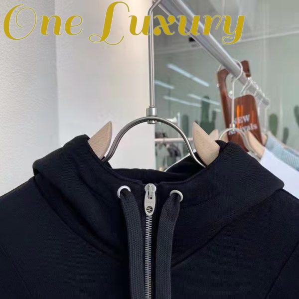 Replica Gucci Men Logo Print Hooded Sweatshirt Black Heavy Felted Organic Cotton Jersey 5