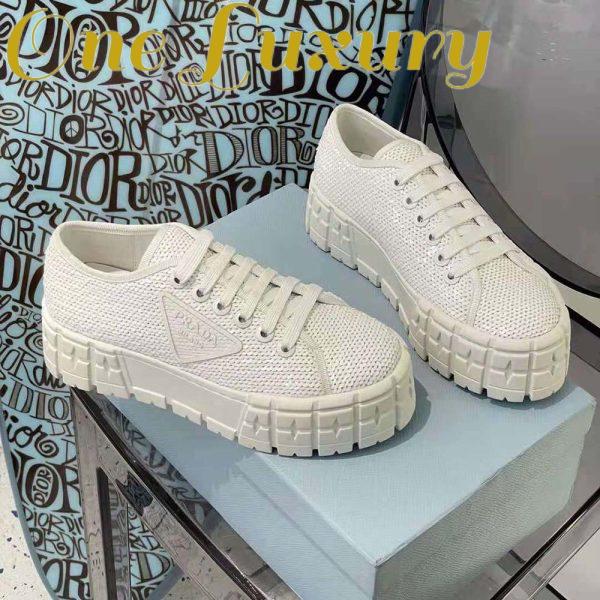Replica Prada Women Double Wheel Sequin Sneakers-White 3