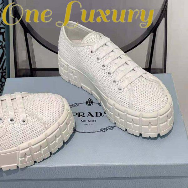 Replica Prada Women Double Wheel Sequin Sneakers-White 7