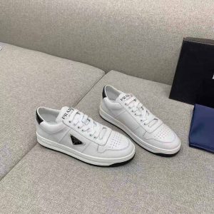 Replica Prada Women Downtown Perforated Leather Sneakers-White 2