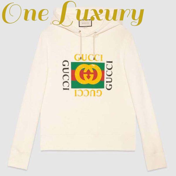Replica Gucci Men Oversize Sweatshirt with Gucci Logo in 100% Cotton-White