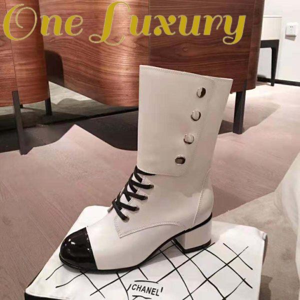 Replica Chanel Women Ankle Boots Calfskin & Patent Calfskin 4.6 cm Heel-Beige 3