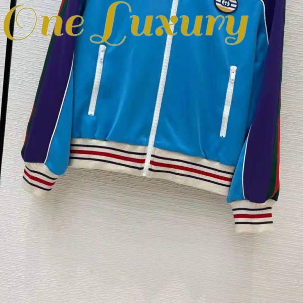 Replica Gucci Men Technical Jersey Zip-Up Jacket with Web Interlocking G-Blue 8