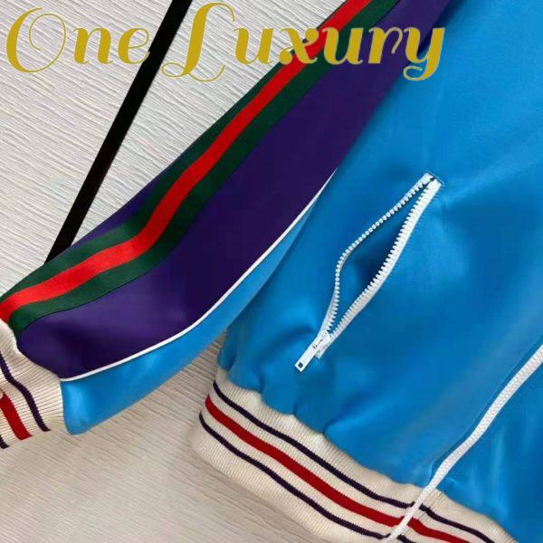 Replica Gucci Men Technical Jersey Zip-Up Jacket with Web Interlocking G-Blue 9