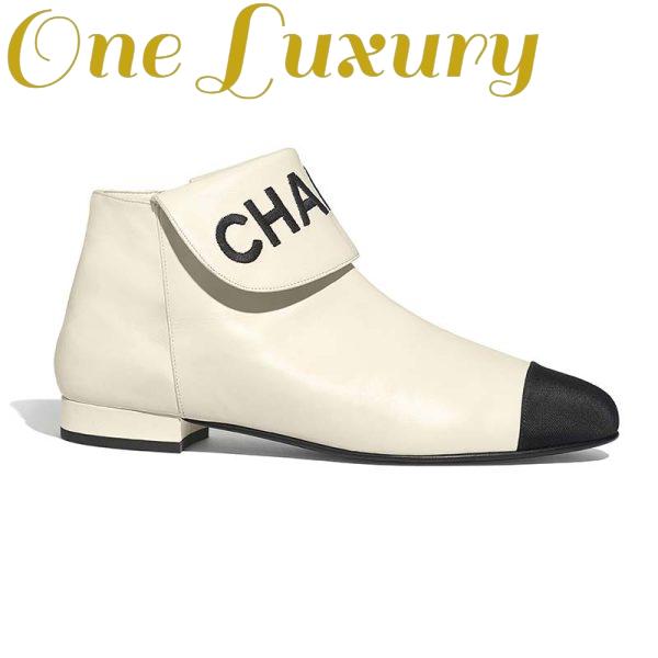 Replica Chanel Women Ankle Boots in Lambskin & Grosgrain Leather 1.5 cm Heel-Beige 2