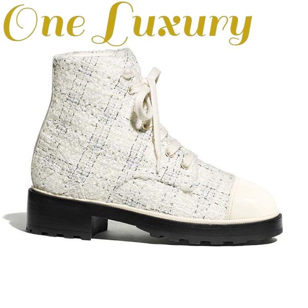 Replica Chanel Women Ankle Boots in Tweed & Calfskin 3.6 cm Heel-Beige