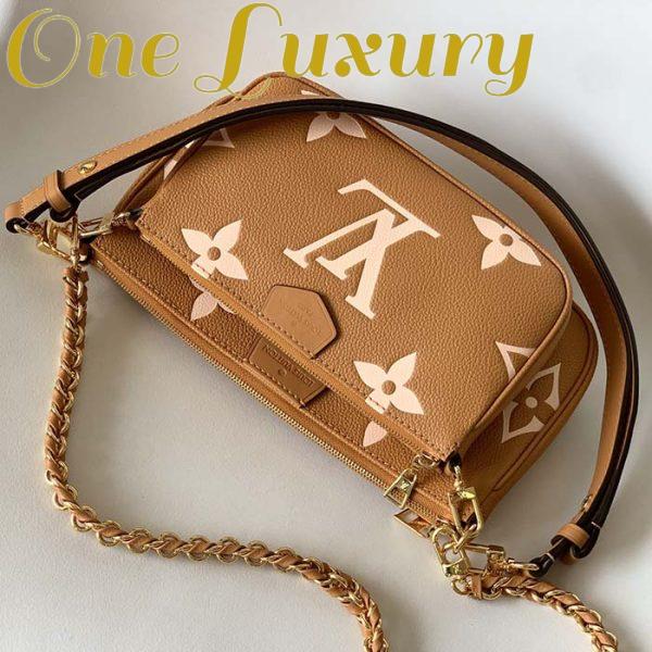 Replica Louis Vuitton LV Women Multi Pochette Accessoires Beige Monogram Empreinte Embossed Grained Cowhide 6