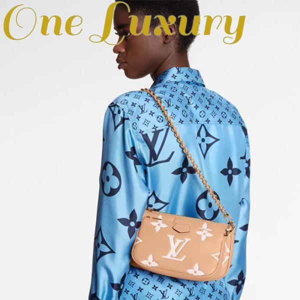 Replica Louis Vuitton LV Women Multi Pochette Accessoires Beige Monogram Empreinte Embossed Grained Cowhide 12