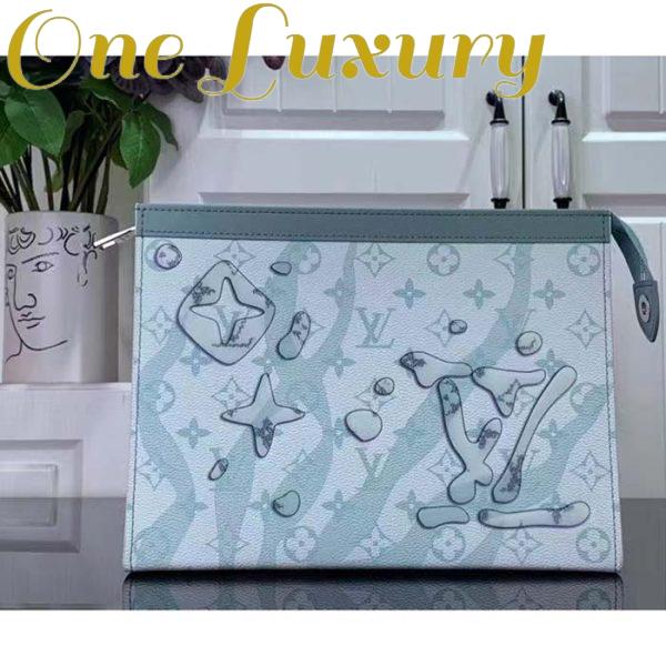 Replica Louis Vuitton LV Unisex Pochette Voyage MM Bag Crystal Blue Monogram Aquagarden Coated Canvas 4