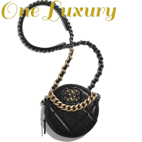 Replica Chanel Women Chanel 19 Clutch with Chain Lambskin Gold Silver-Tone & Ruthenium Black