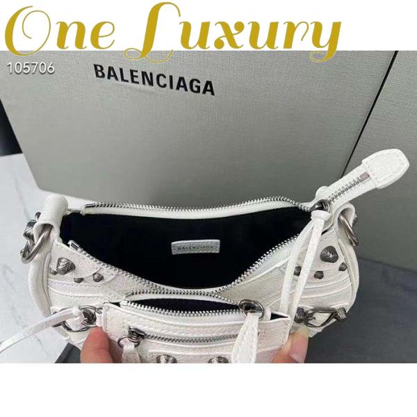 Replica Balenciaga Women BB Le Cagole XS Shoulder Bag White Arena Lambskin 8