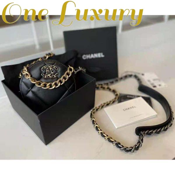 Replica Chanel Women Chanel 19 Clutch with Chain Lambskin Gold Silver-Tone & Ruthenium Black 3