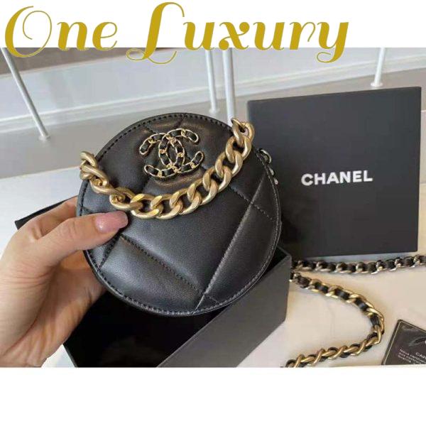Replica Chanel Women Chanel 19 Clutch with Chain Lambskin Gold Silver-Tone & Ruthenium Black 4