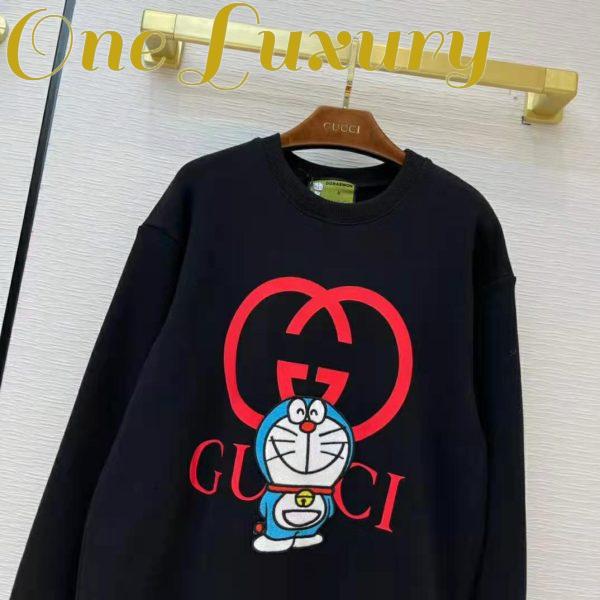 Replica Gucci Women Doraemon x Gucci Cotton Sweatshirt Crewneck Oversized Fit-Black 5