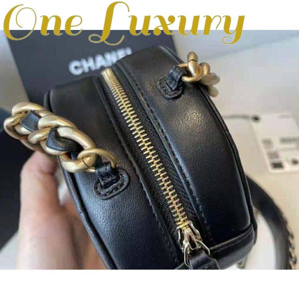 Replica Chanel Women Chanel 19 Clutch with Chain Lambskin Gold Silver-Tone & Ruthenium Black 7