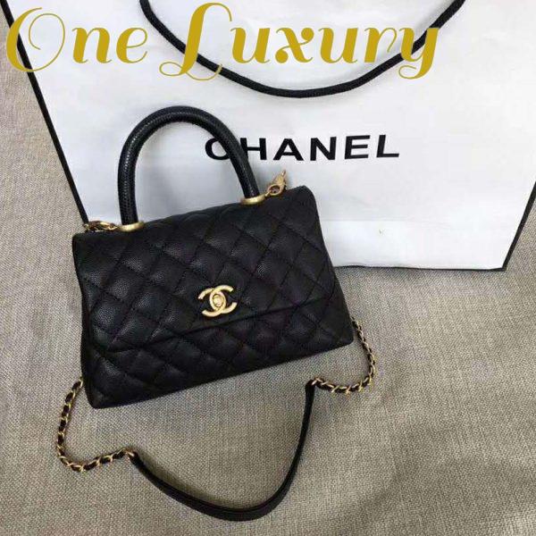 Replica Chanel Women Small Flap Bag with Top Handle Grained Calfskin-Black 2