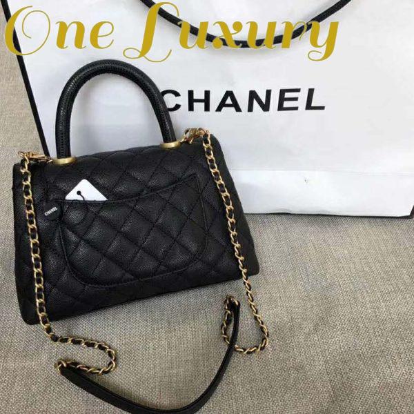 Replica Chanel Women Small Flap Bag with Top Handle Grained Calfskin-Black 3