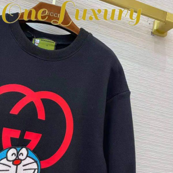 Replica Gucci Women Doraemon x Gucci Cotton Sweatshirt Crewneck Oversized Fit-Black 8