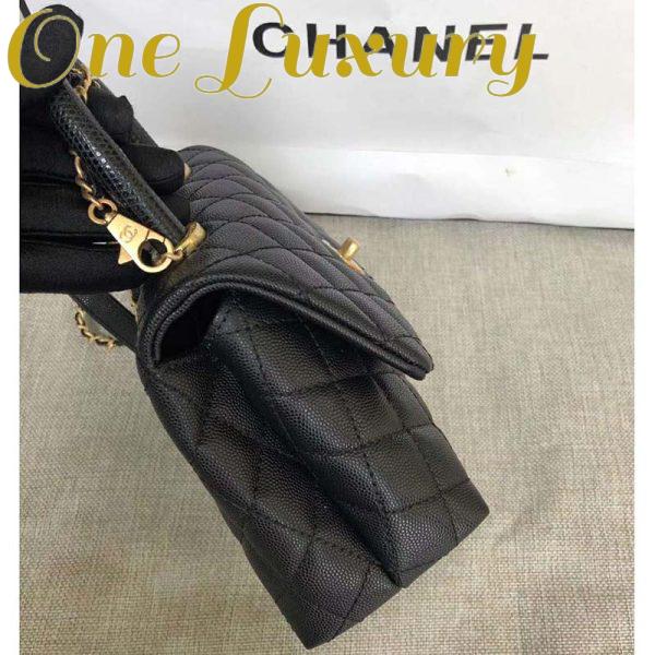 Replica Chanel Women Small Flap Bag with Top Handle Grained Calfskin-Black 5