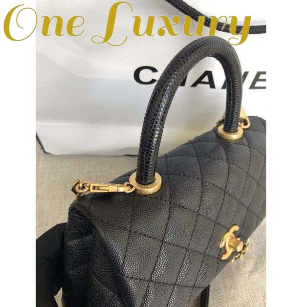 Replica Chanel Women Small Flap Bag with Top Handle Grained Calfskin-Black 6