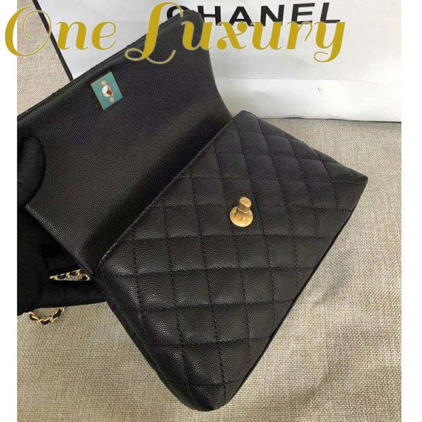 Replica Chanel Women Small Flap Bag with Top Handle Grained Calfskin-Black 7
