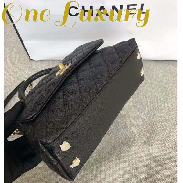Replica Chanel Women Small Flap Bag with Top Handle Grained Calfskin-Black 9