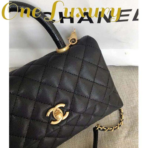 Replica Chanel Women Small Flap Bag with Top Handle Grained Calfskin-Black 10