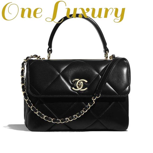 Replica Chanel Women Small Flap Bag with Top Handle in Lambskin Leather 2