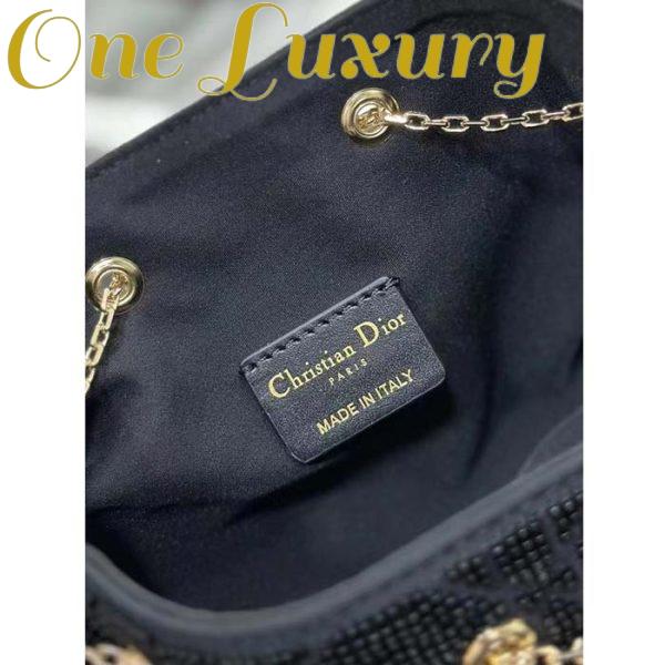 Replica Dior Women CD Dream Bucket Bag Black Cannage Cotton Bead Embroidery 11