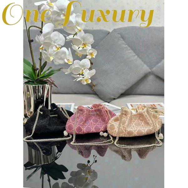 Replica Dior Women CD Dream Bucket Bag Black Cannage Cotton Bead Embroidery 12
