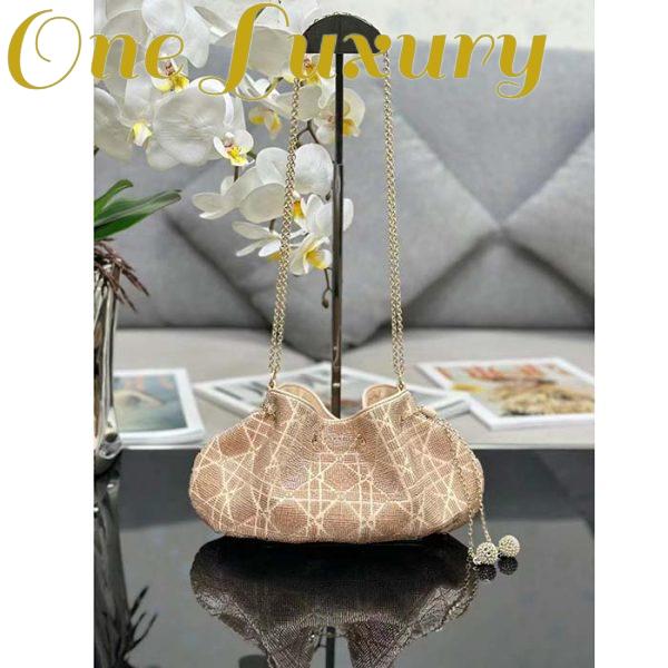 Replica Dior Women CD Dream Bucket Bag Dusty Ivory Cannage Cotton Bead Embroidery 2