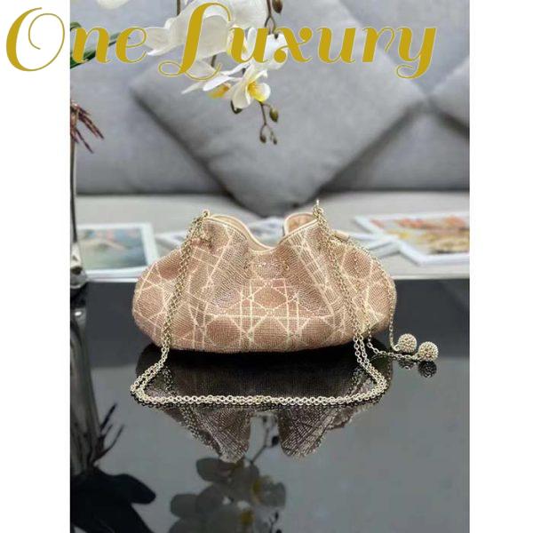 Replica Dior Women CD Dream Bucket Bag Dusty Ivory Cannage Cotton Bead Embroidery 3