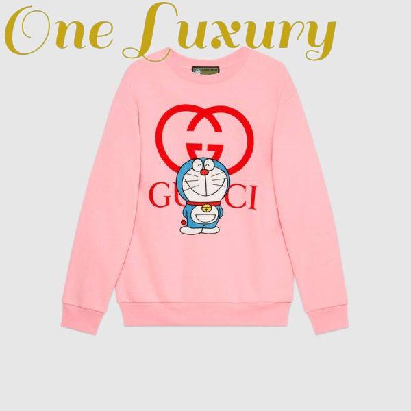Replica Gucci Women Doraemon x Gucci Cotton Sweatshirt Crewneck Oversized Fit-Pink