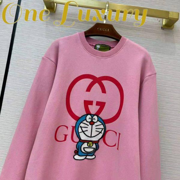 Replica Gucci Women Doraemon x Gucci Cotton Sweatshirt Crewneck Oversized Fit-Pink 4