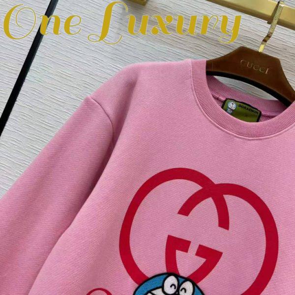 Replica Gucci Women Doraemon x Gucci Cotton Sweatshirt Crewneck Oversized Fit-Pink 9