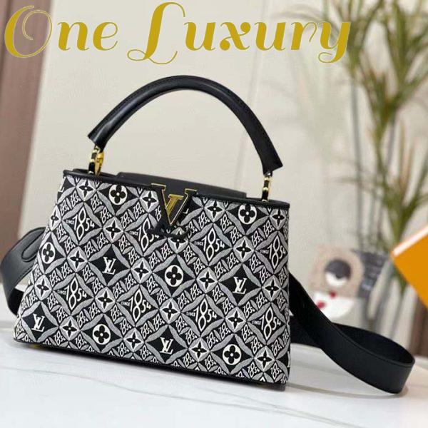 Replica Louis Vuitton Women LV Since 1854 Capucines MM Gray Embroidered Calfskin Cowhide 3