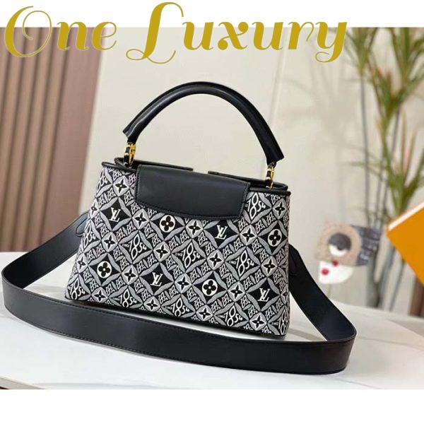 Replica Louis Vuitton Women LV Since 1854 Capucines MM Gray Embroidered Calfskin Cowhide 4