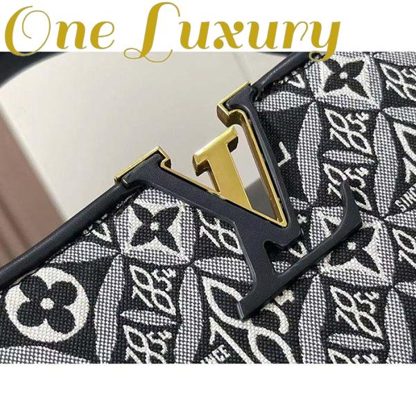 Replica Louis Vuitton Women LV Since 1854 Capucines MM Gray Embroidered Calfskin Cowhide 8