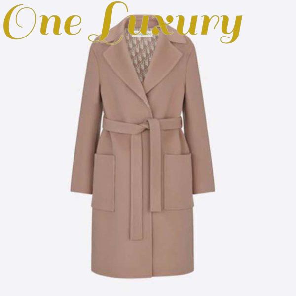 Replica Dior CD Women Coat Belt Brown Double-Sided Wool Silk