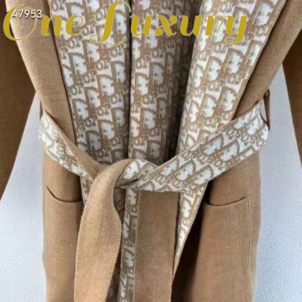 Replica Dior CD Women Coat Belt Brown Double-Sided Wool Silk 5