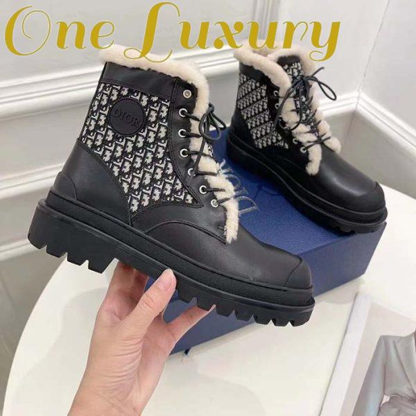 Replica Dior Unisex Dior Explorer Ankle Boot Black Smooth Calfskin Beige Black Oblique Jacquard 10