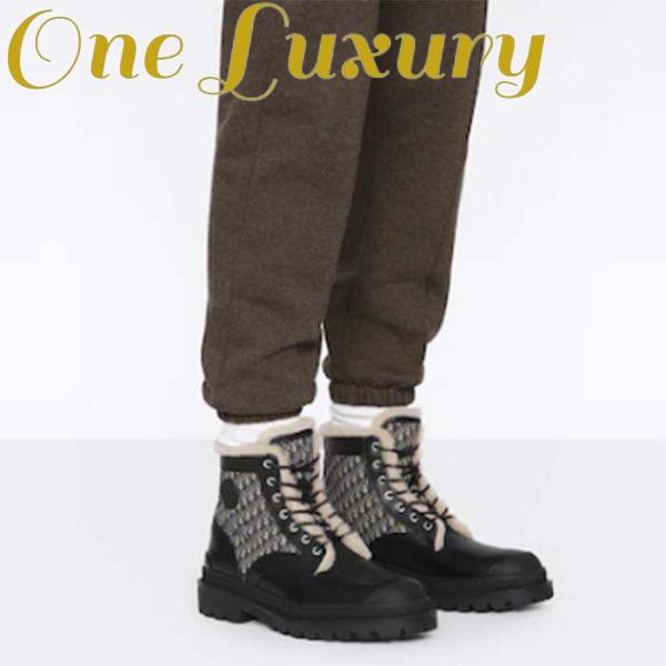 Replica Dior Unisex Dior Explorer Ankle Boot Black Smooth Calfskin Beige Black Oblique Jacquard 11