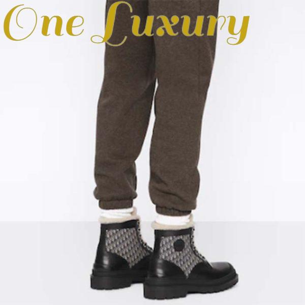 Replica Dior Unisex Dior Explorer Ankle Boot Black Smooth Calfskin Beige Black Oblique Jacquard 12