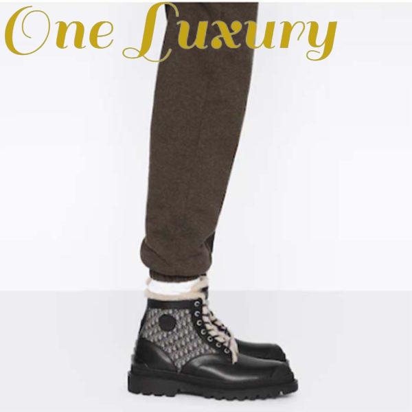 Replica Dior Unisex Dior Explorer Ankle Boot Black Smooth Calfskin Beige Black Oblique Jacquard 13